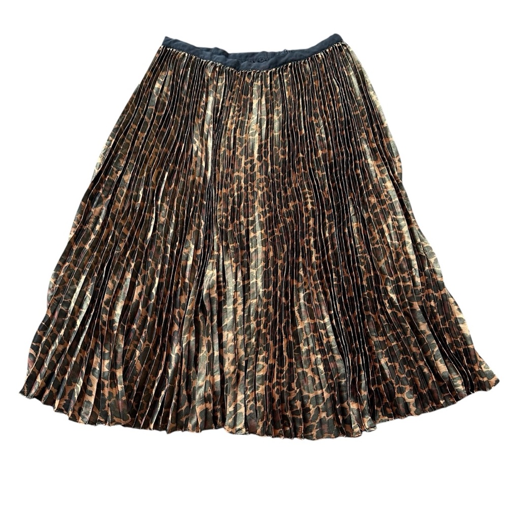 J. Crew NWT Pleated Midi Skirt in Metallic Leopard Size 16 - Picture 3 of 7